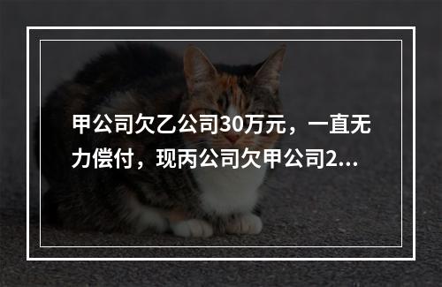 甲公司欠乙公司30万元，一直无力偿付，现丙公司欠甲公司20万