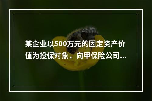 某企业以500万元的固定资产价值为投保对象，向甲保险公司投保