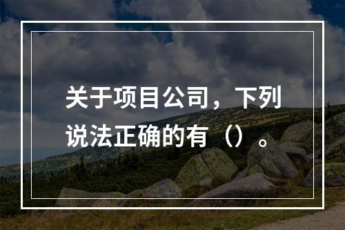 关于项目公司，下列说法正确的有（）。