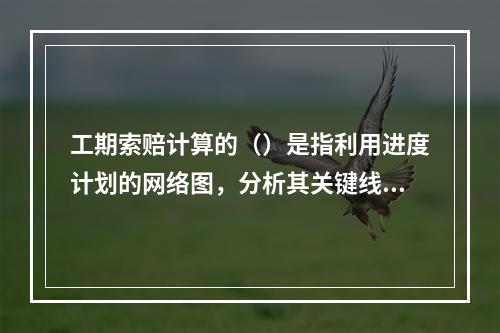 工期索赔计算的（）是指利用进度计划的网络图，分析其关键线路。