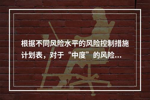 根据不同风险水平的风险控制措施计划表，对于“中度”的风险，宜