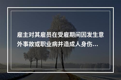 雇主对其雇员在受雇期间因发生意外事故或职业病并造成人身伤害或