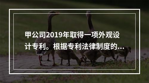 甲公司2019年取得一项外观设计专利。根据专利法律制度的规定