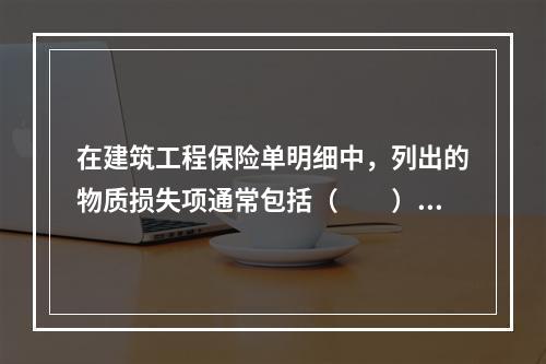 在建筑工程保险单明细中，列出的物质损失项通常包括（　　）。[