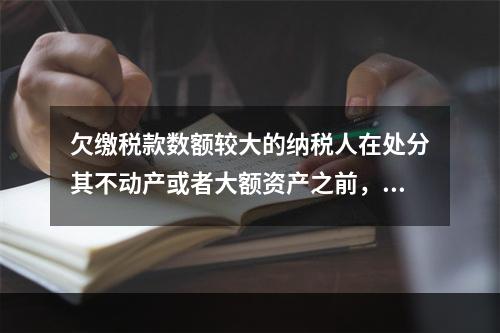 欠缴税款数额较大的纳税人在处分其不动产或者大额资产之前，应当