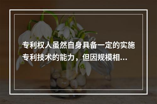 专利权人虽然自身具备一定的实施专利技术的能力，但因规模相对较