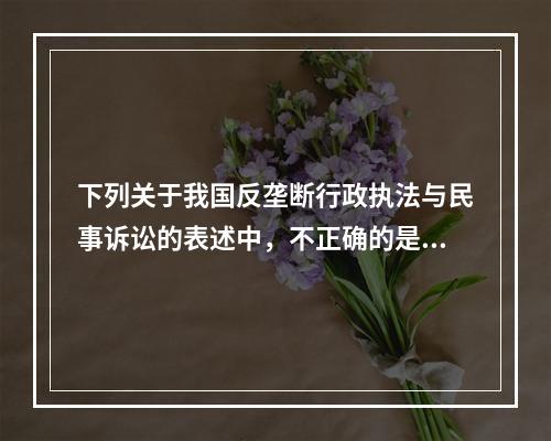 下列关于我国反垄断行政执法与民事诉讼的表述中，不正确的是（