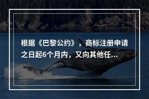 根据《巴黎公约》，商标注册申请之日起6个月内，又向其他任何成