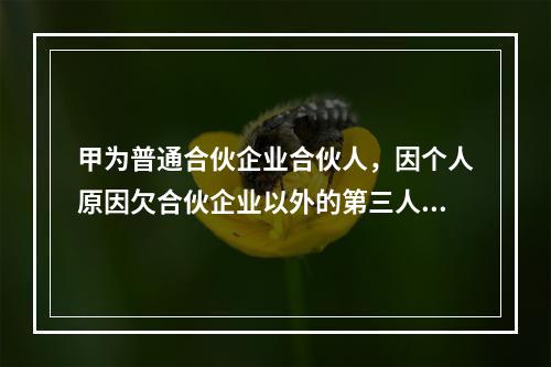 甲为普通合伙企业合伙人，因个人原因欠合伙企业以外的第三人乙1