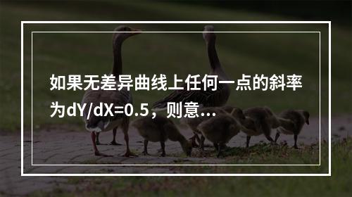 如果无差异曲线上任何一点的斜率为dY/dX=0.5，则意味着