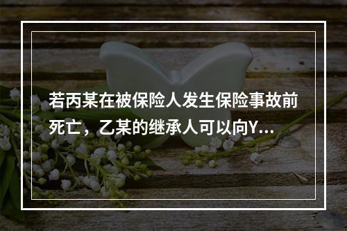 若丙某在被保险人发生保险事故前死亡，乙某的继承人可以向Y保险