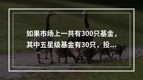 如果市场上一共有300只基金，其中五星级基金有30只，投资者