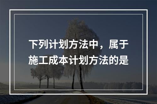 下列计划方法中，属于施工成本计划方法的是