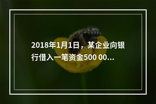 2018年1月1日，某企业向银行借入一笔资金500 000元