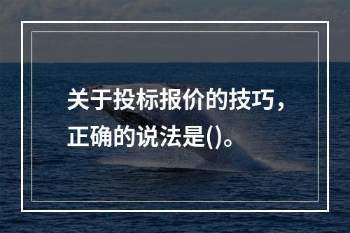 关于投标报价的技巧，正确的说法是()。