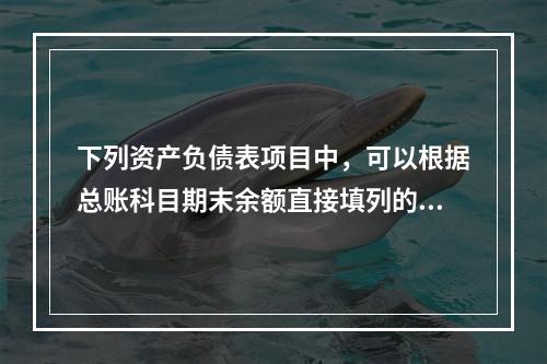 下列资产负债表项目中，可以根据总账科目期末余额直接填列的是（