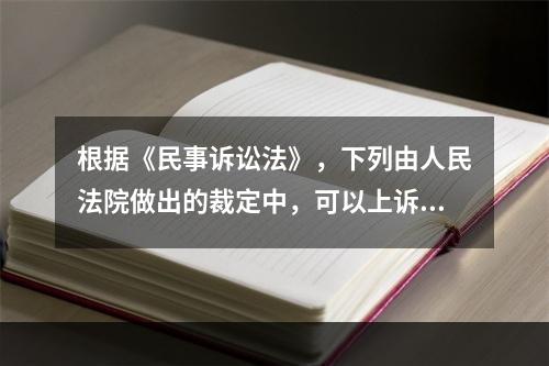 根据《民事诉讼法》，下列由人民法院做出的裁定中，可以上诉的有