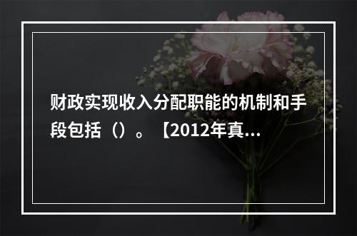 财政实现收入分配职能的机制和手段包括（）。【2012年真题】