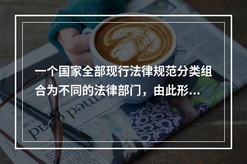 一个国家全部现行法律规范分类组合为不同的法律部门，由此形成的