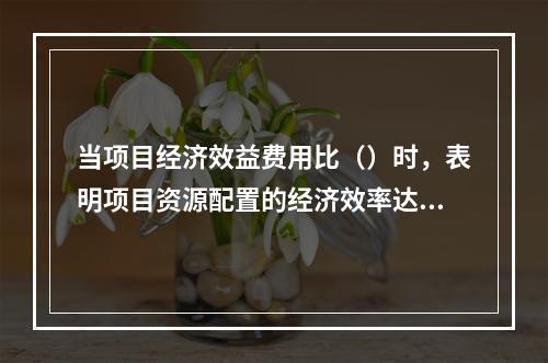 当项目经济效益费用比（）时，表明项目资源配置的经济效率达到可