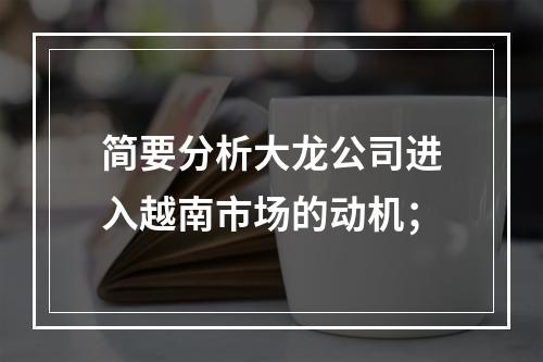 简要分析大龙公司进入越南市场的动机；