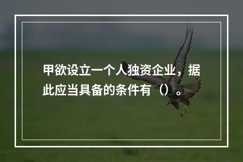 甲欲设立一个人独资企业，据此应当具备的条件有（）。