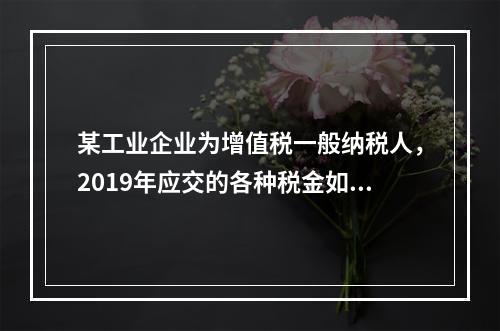 某工业企业为增值税一般纳税人，2019年应交的各种税金如下：