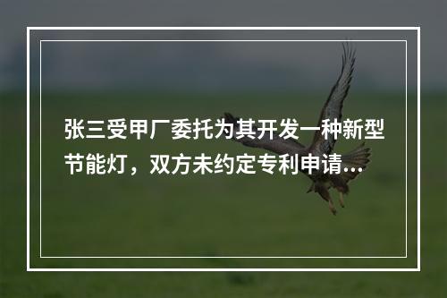 张三受甲厂委托为其开发一种新型节能灯，双方未约定专利申请权归