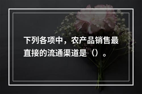 下列各项中，农产品销售最直接的流通渠道是（）。