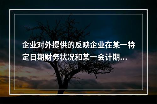 企业对外提供的反映企业在某一特定日期财务状况和某一会计期间经