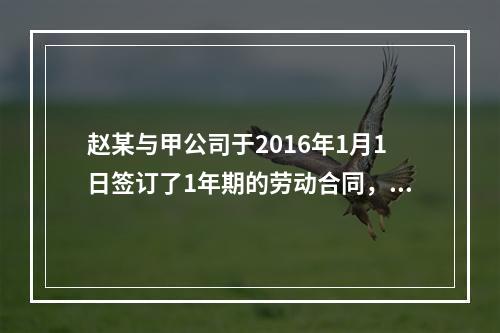 赵某与甲公司于2016年1月1日签订了1年期的劳动合同，20