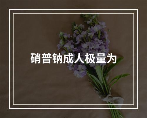 硝普钠成人极量为