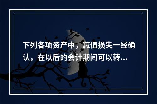 下列各项资产中，减值损失一经确认，在以后的会计期间可以转回的