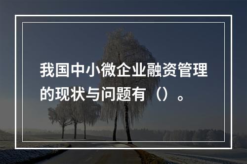 我国中小微企业融资管理的现状与问题有（）。