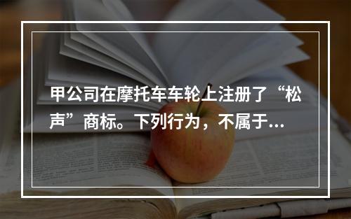 甲公司在摩托车车轮上注册了“松声”商标。下列行为，不属于商标