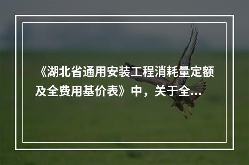 《湖北省通用安装工程消耗量定额及全费用基价表》中，关于全费用