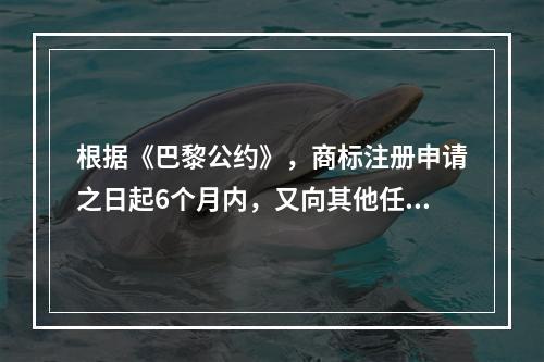 根据《巴黎公约》，商标注册申请之日起6个月内，又向其他任何成