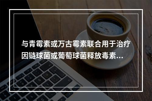 与青霉素或万古霉素联合用于治疗因链球菌或葡萄球菌释放毒素导致