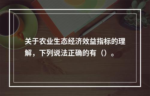 关于农业生态经济效益指标的理解，下列说法正确的有（）。