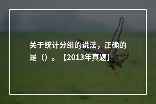 关于统计分组的说法，正确的是（）。【2013年真题】