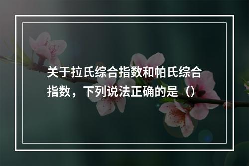 关于拉氏综合指数和帕氏综合指数，下列说法正确的是（）