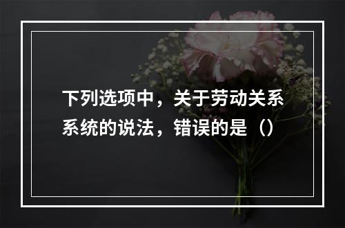 下列选项中，关于劳动关系系统的说法，错误的是（）