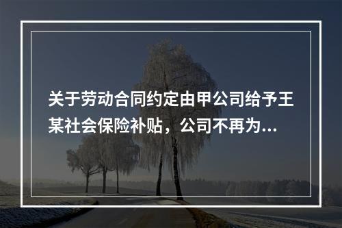 关于劳动合同约定由甲公司给予王某社会保险补贴，公司不再为其缴