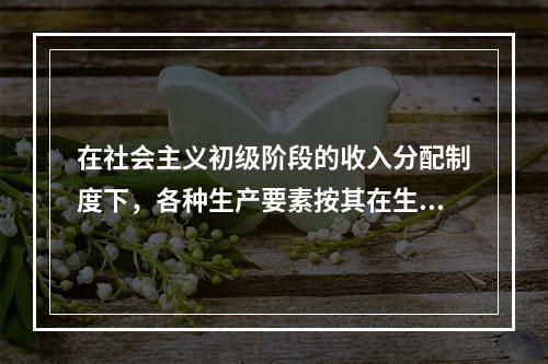 在社会主义初级阶段的收入分配制度下，各种生产要素按其在生产过