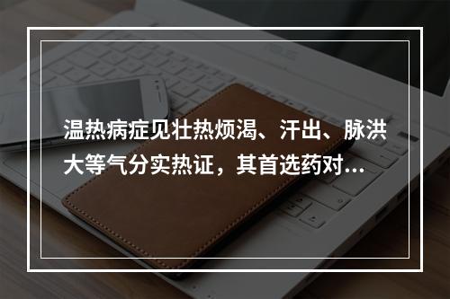 温热病症见壮热烦渴、汗出、脉洪大等气分实热证，其首选药对为