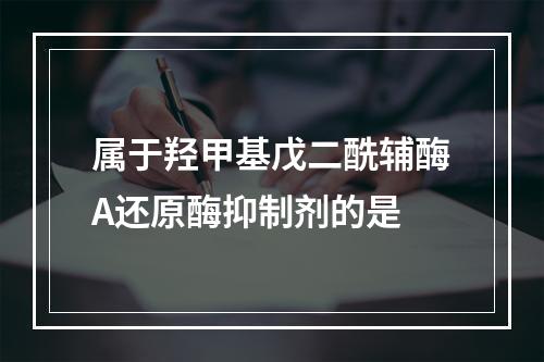 属于羟甲基戊二酰辅酶A还原酶抑制剂的是