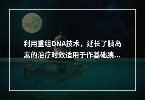 利用重组DNA技术，延长了胰岛素的治疗时效适用于作基础胰岛素