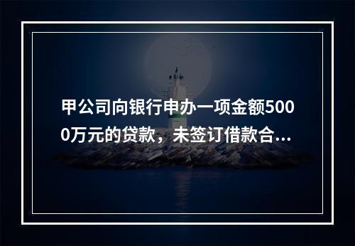 甲公司向银行申办一项金额5000万元的贷款，未签订借款合同，