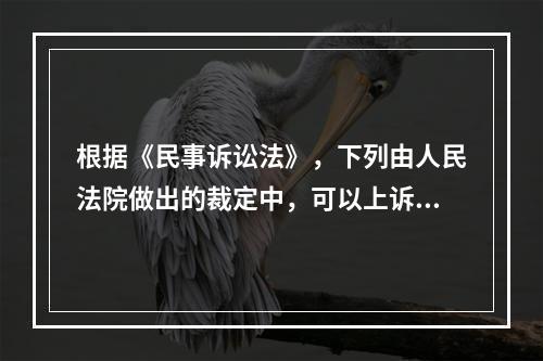 根据《民事诉讼法》，下列由人民法院做出的裁定中，可以上诉的有