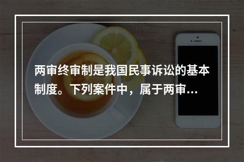 两审终审制是我国民事诉讼的基本制度。下列案件中，属于两审终审